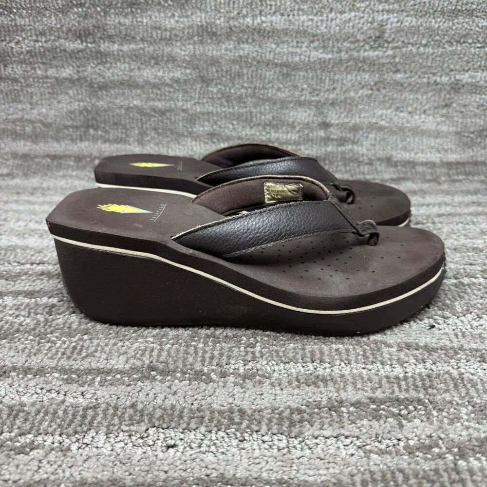 Volatile Frappachino  Shoes Brown Platform Wedge Thong Sandal Size 10